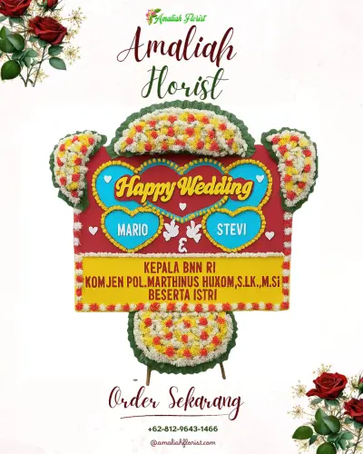 Karangan Papan Bunga Pernikahan di Samban